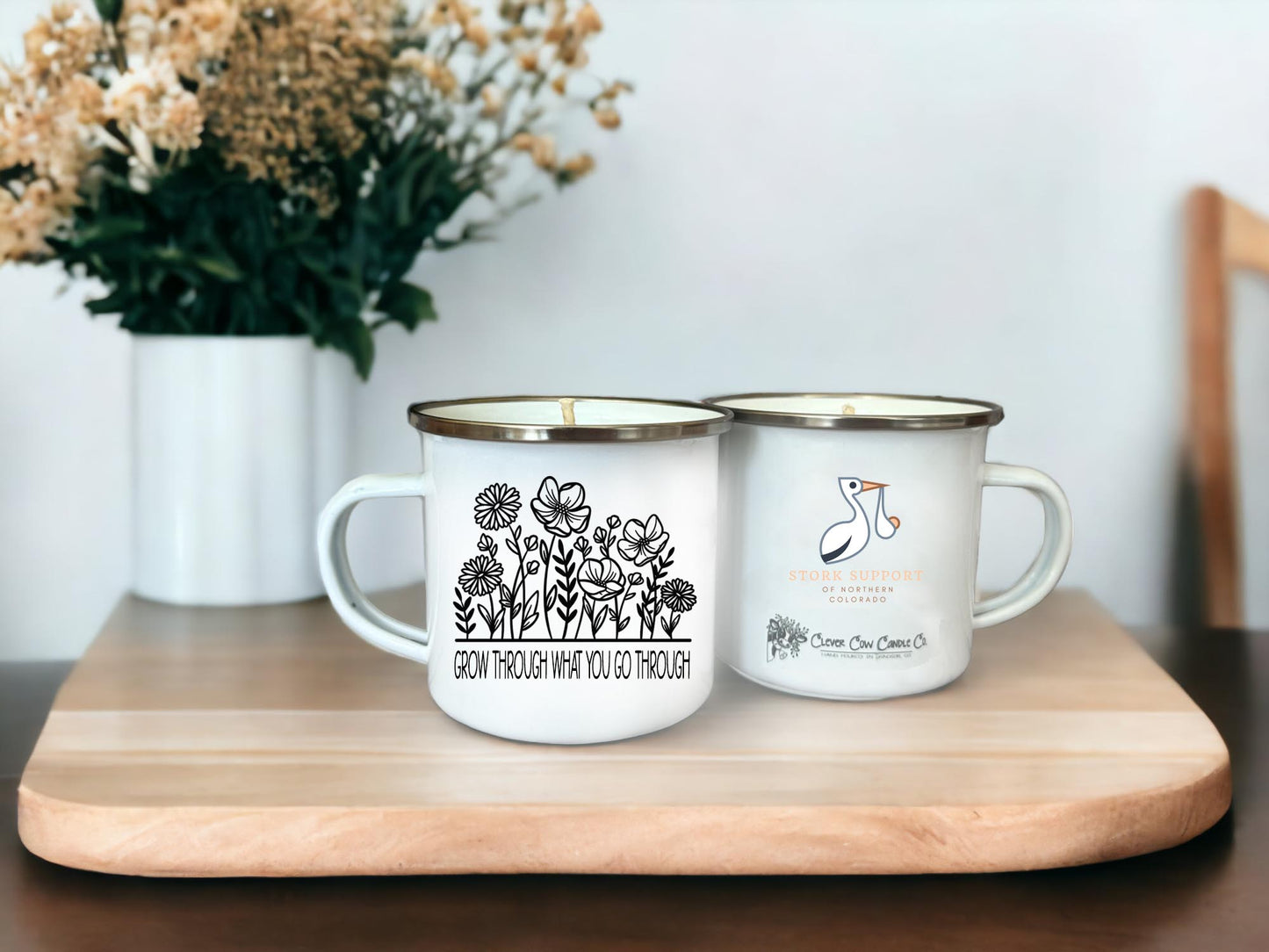 Stork Support Fundraiser Enamel Mug Candle