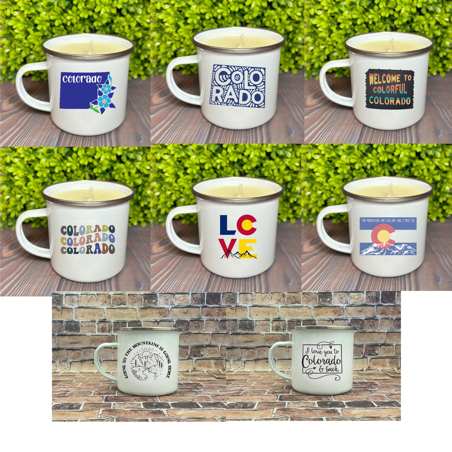 Wholesale Enamel Mug Candle - Colorado Designs - QTY 3 CANDLES