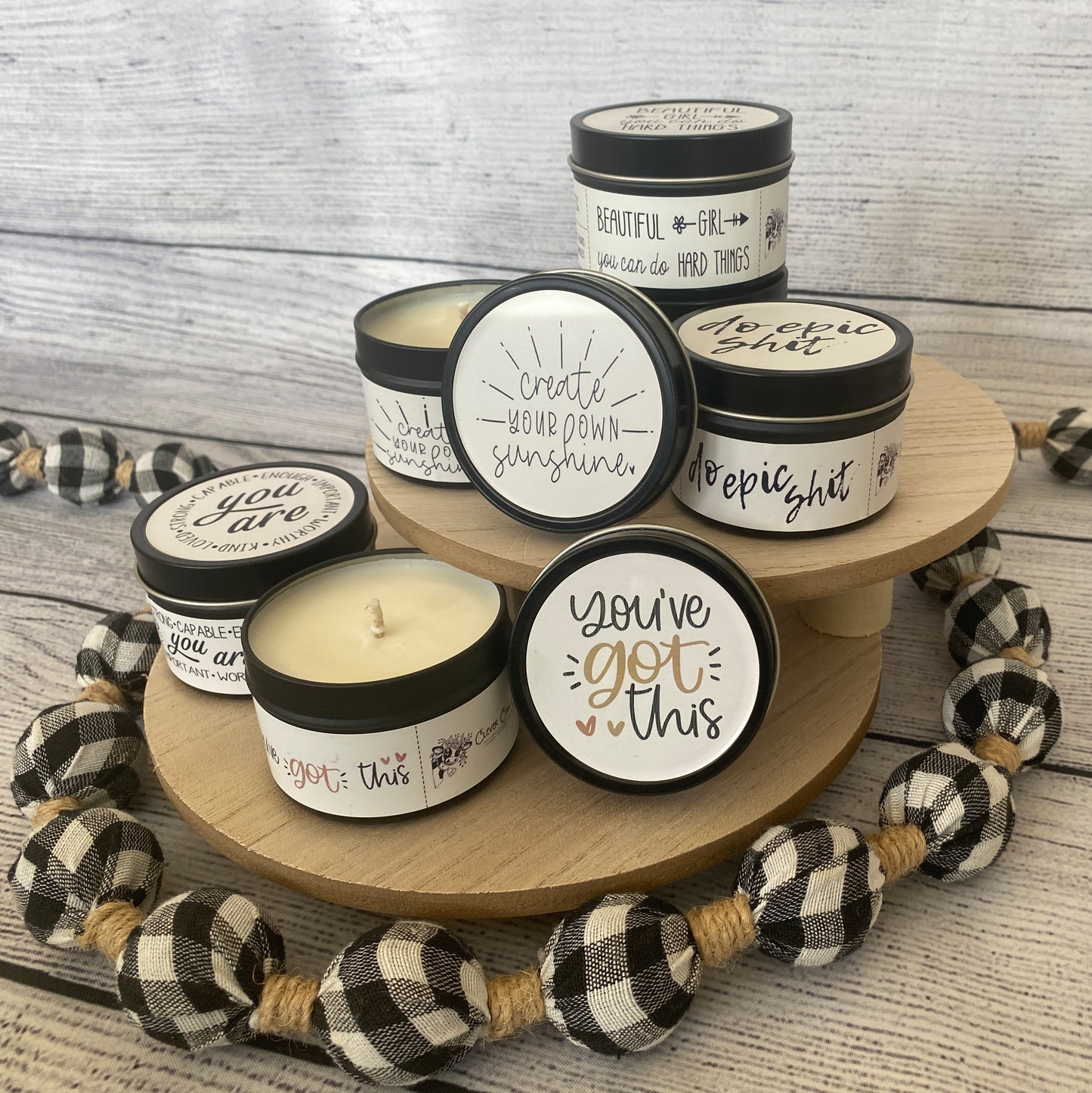 FALL Wholesale Candle Tins - CHOICE of DESIGN & SCENT - QTY 6 CANDLES