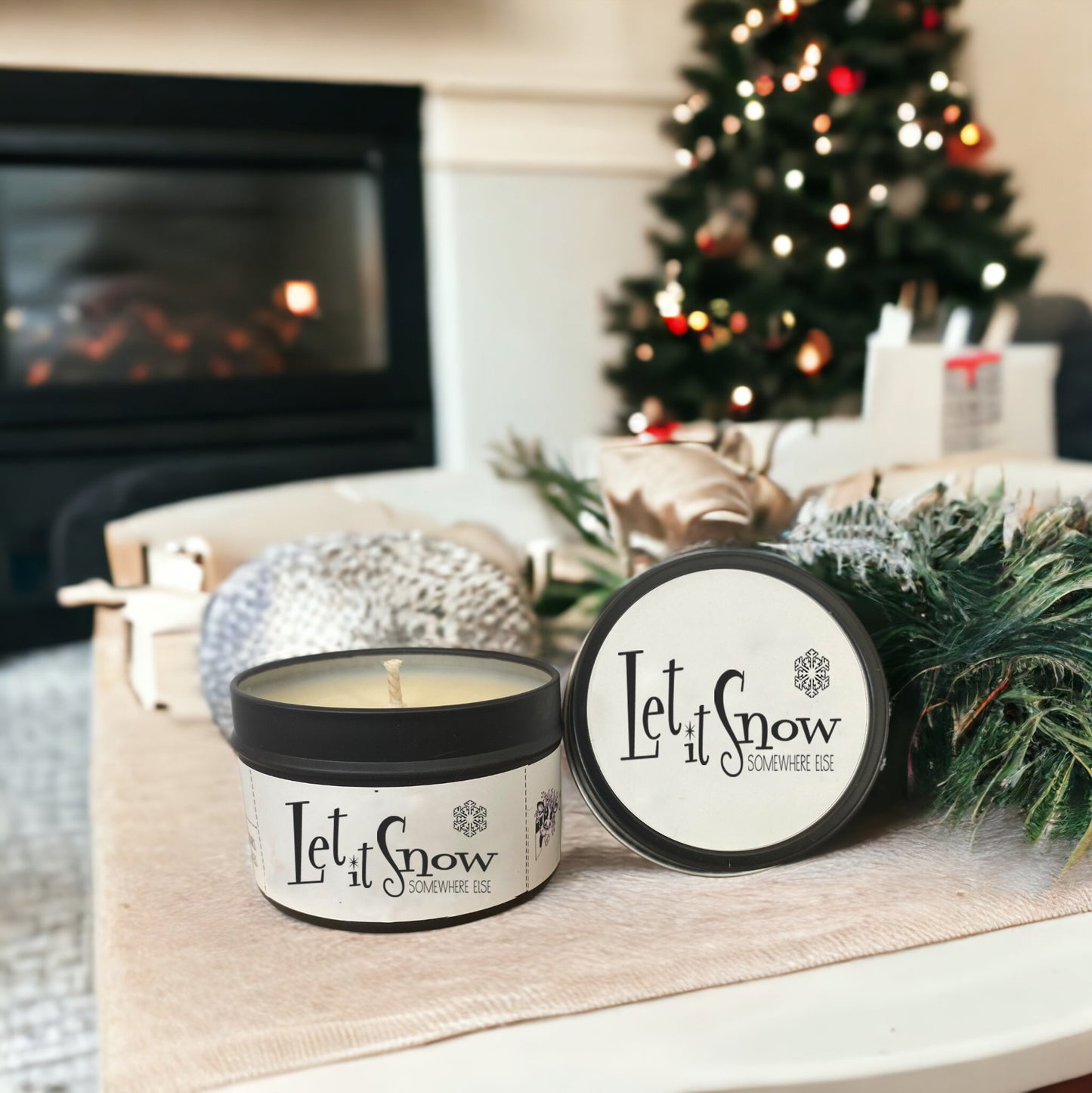 Let it Snow Somewhere Else Candle Tin