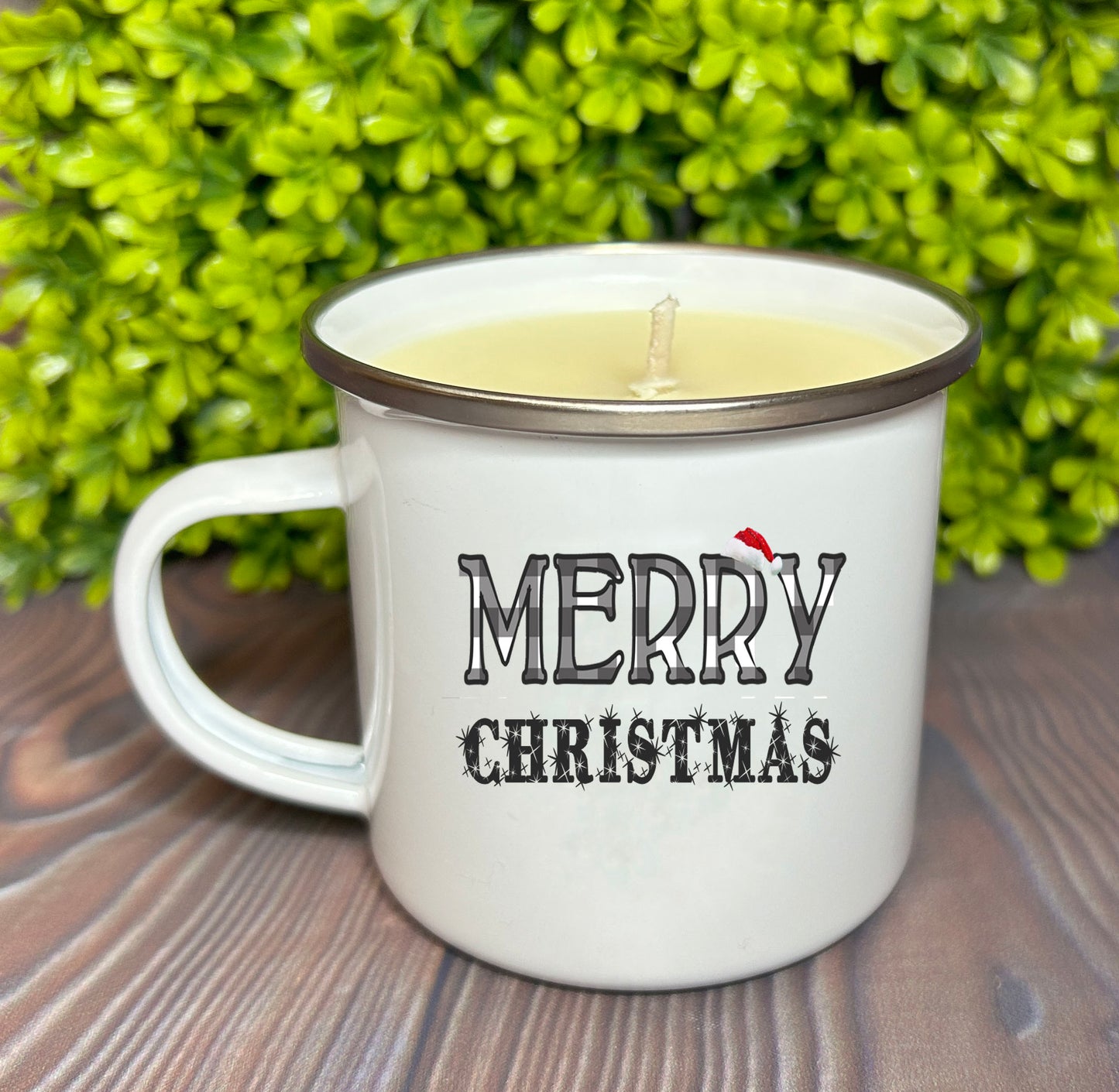 Merry Christmas Enamel Mug Candle