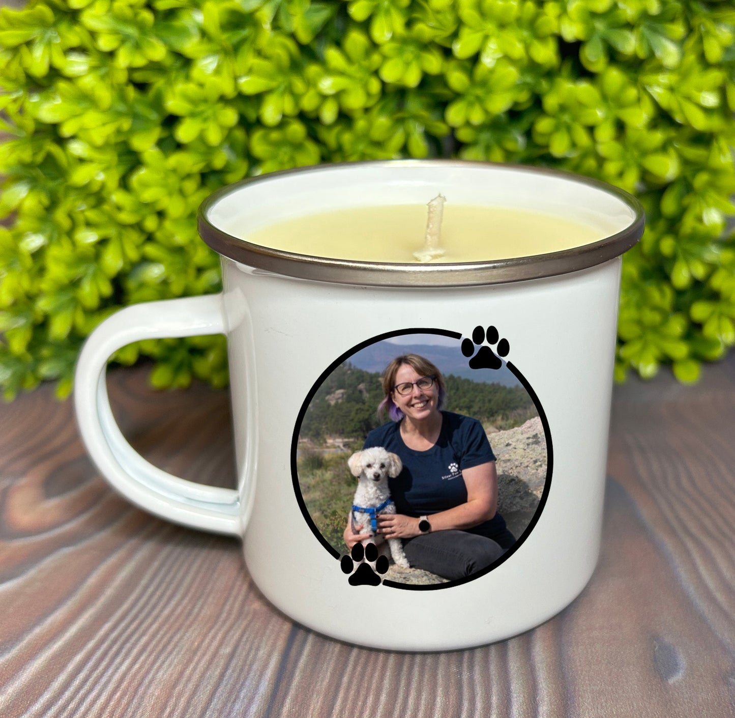 Enamel Mug Candle - Your Own Photo/Image (Silver Paw Studio)