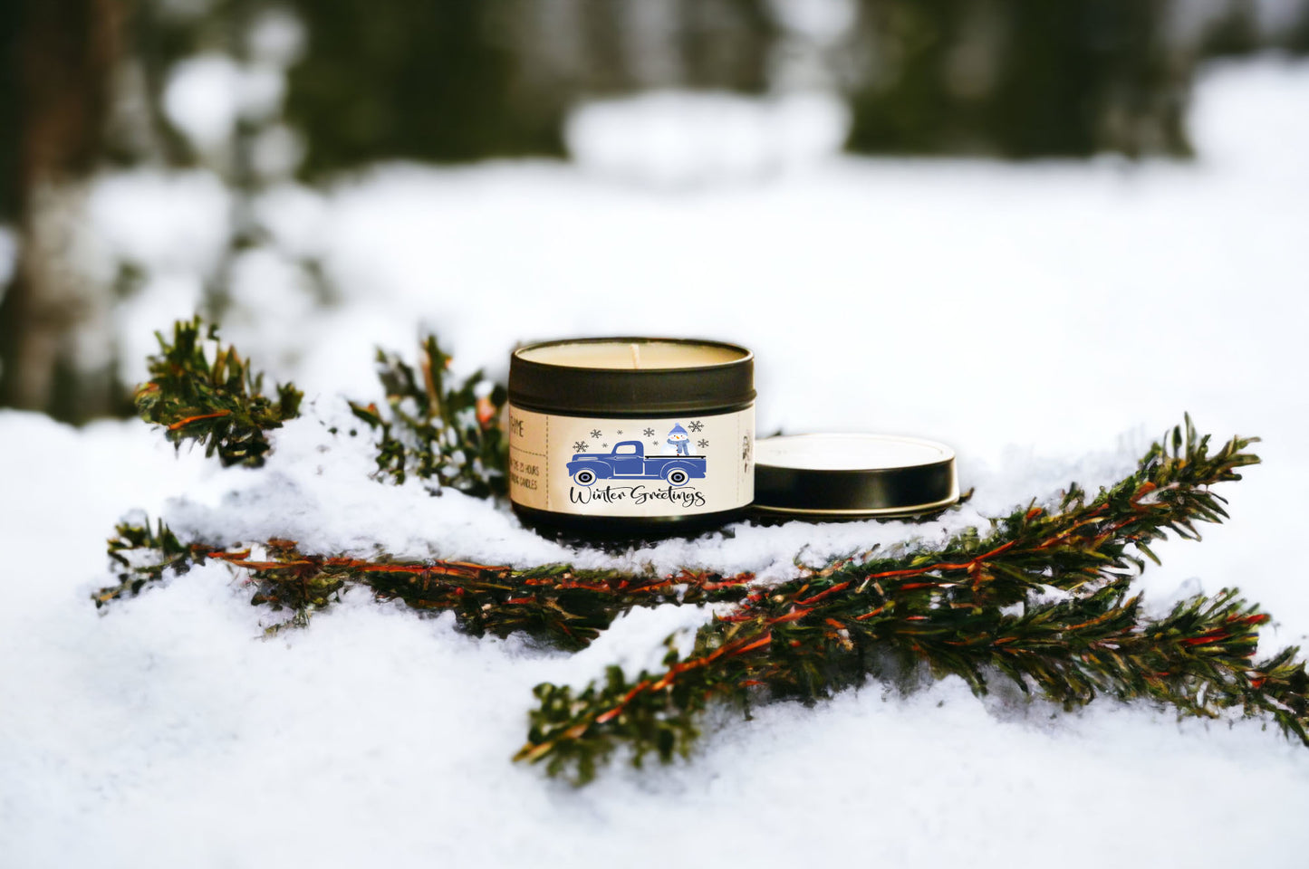 WINTER Wholesale Candle Tins - CHOICE of DESIGN & SCENT - QTY 6 CANDLES