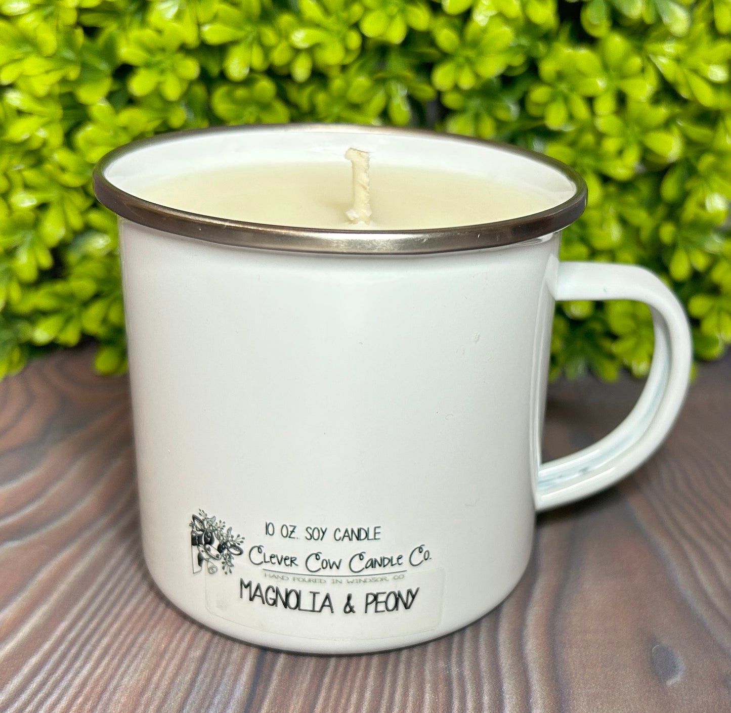 Enamel Mug Candle -  Floral Monogram