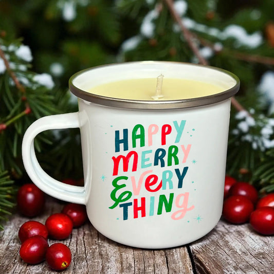 Happy Merry Everything Enamel Mug Candle