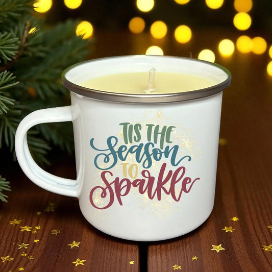 Tis the Season to Sparkle Enamel Mug Candle