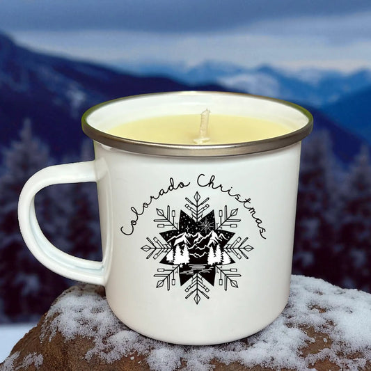 Colorado Christmas Enamel Mug Candle