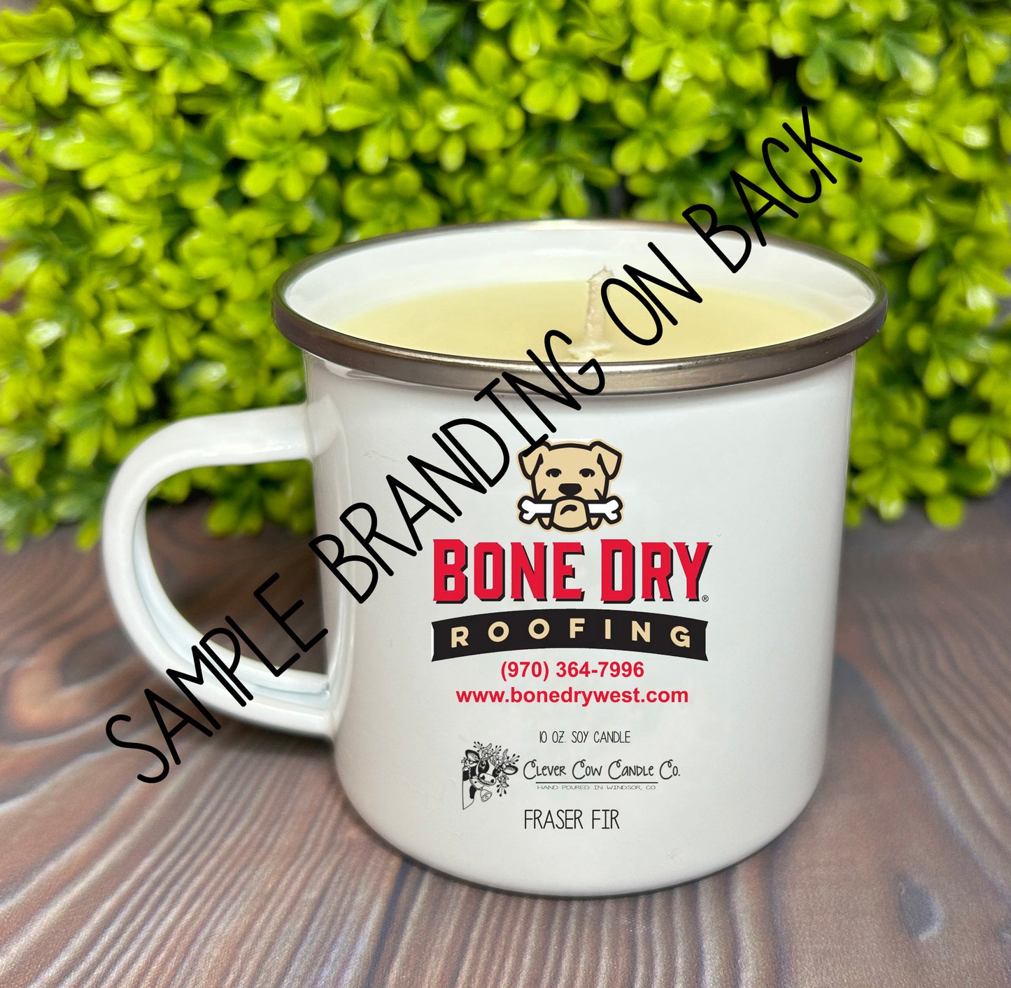Custom Branded Candles - 48 Enamel Mug Candles ($14 each)