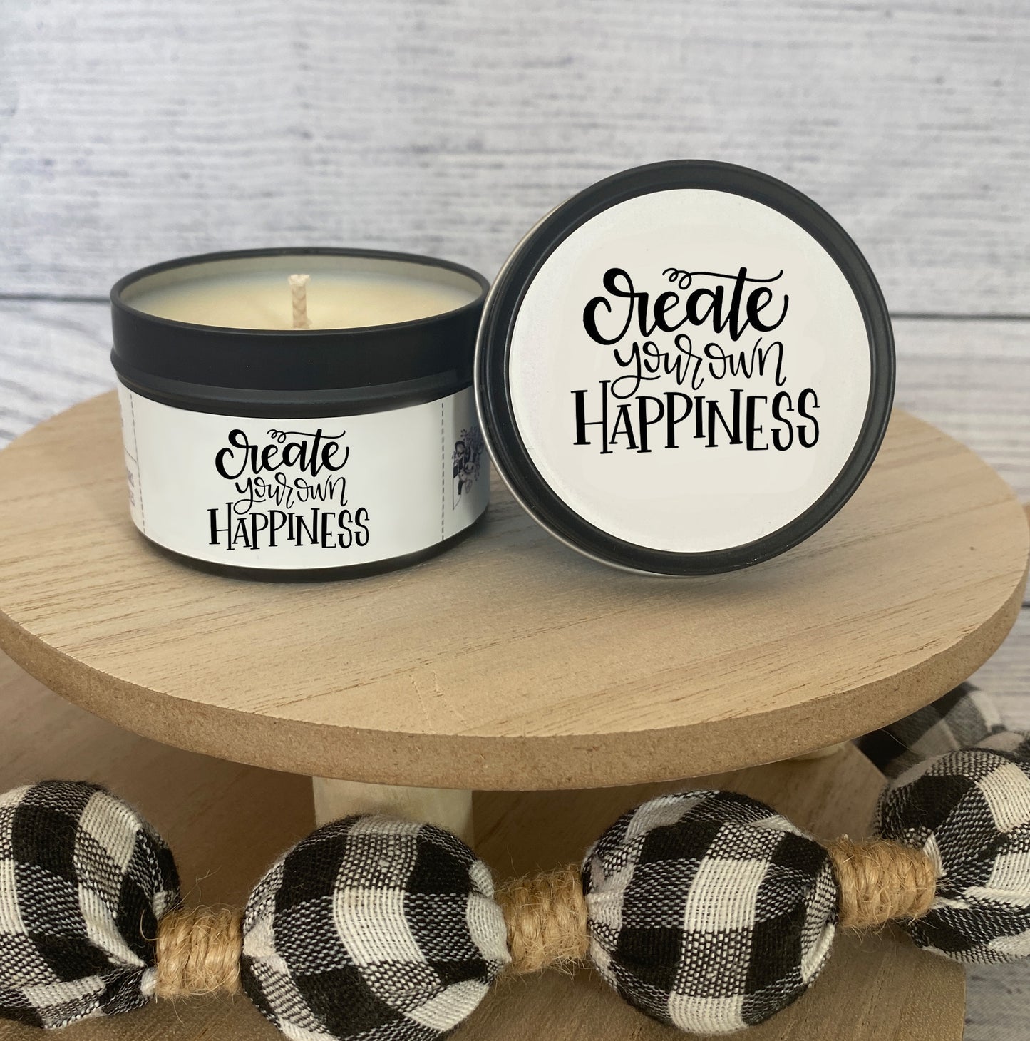 Wholesale Candle Tin - Create Your Own Happiness - QTY 6 TINS