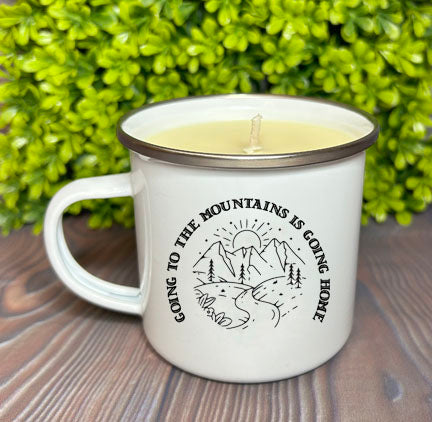 Enamel Mug Candle -  Going to the Mountains is Going Home