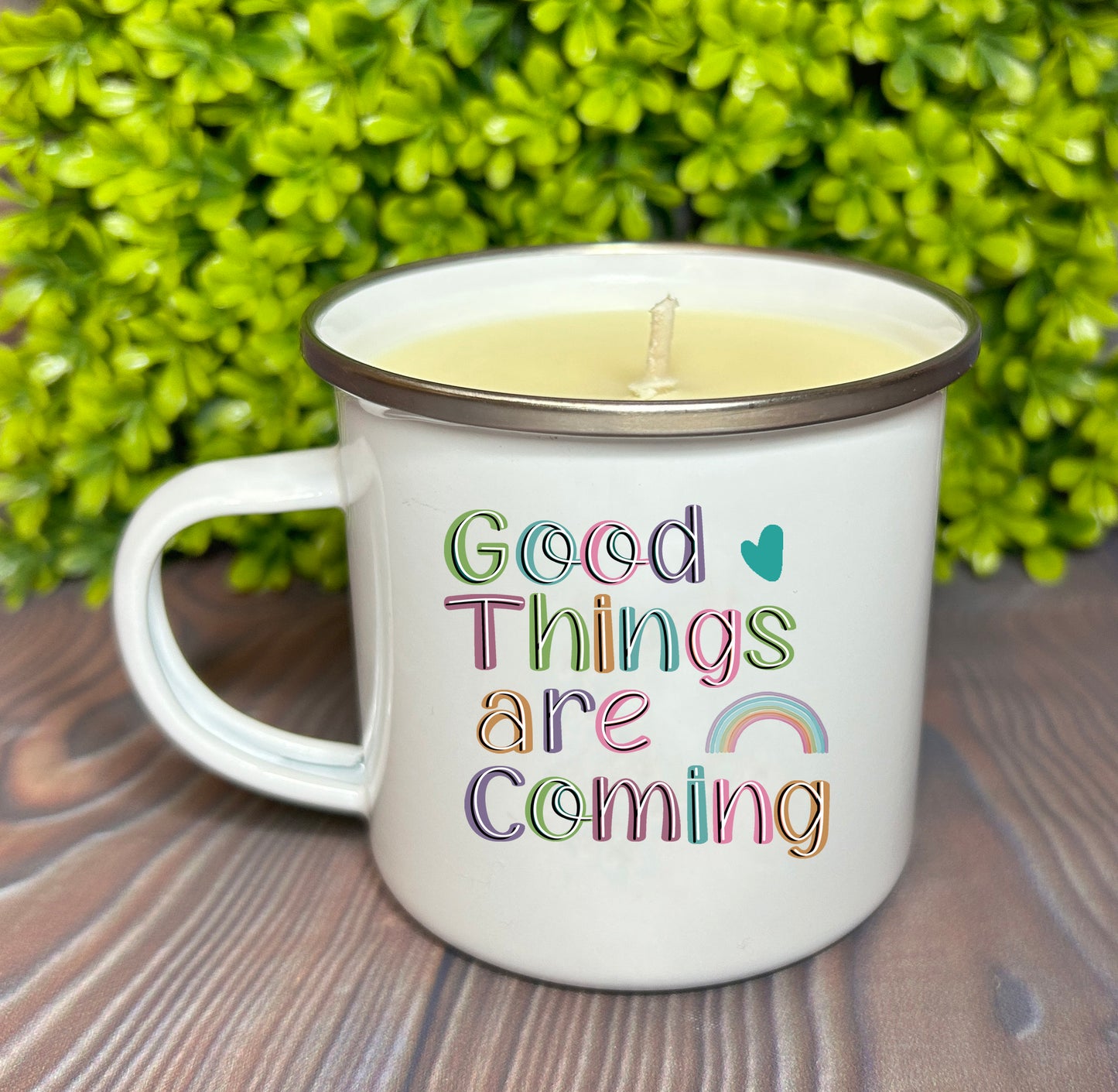 Wholesale Enamel Mug Candle -  Good Things are Coming - QTY 3 CANDLES
