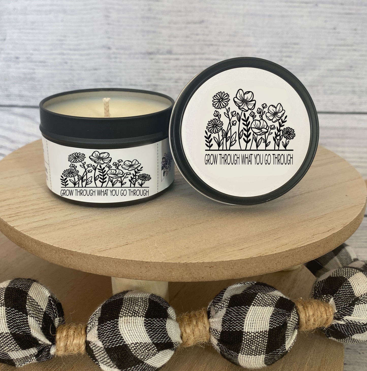 Wholesale Candle Tin - Grow Through What You Go Through - QTY 6 CANDLES