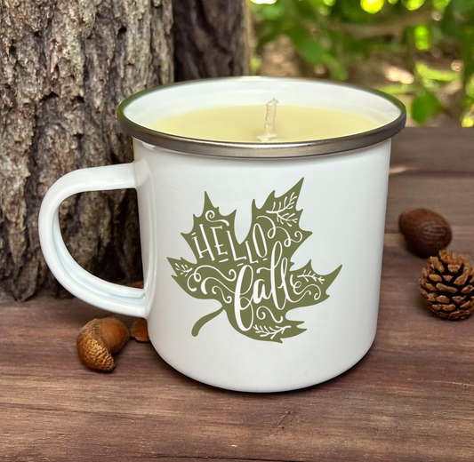 Hello Fall Enamel Mug Candle