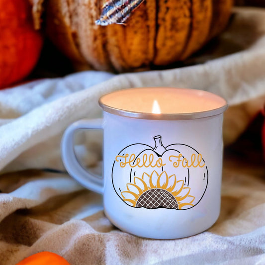 Hello Fall Enamel Mug Candle