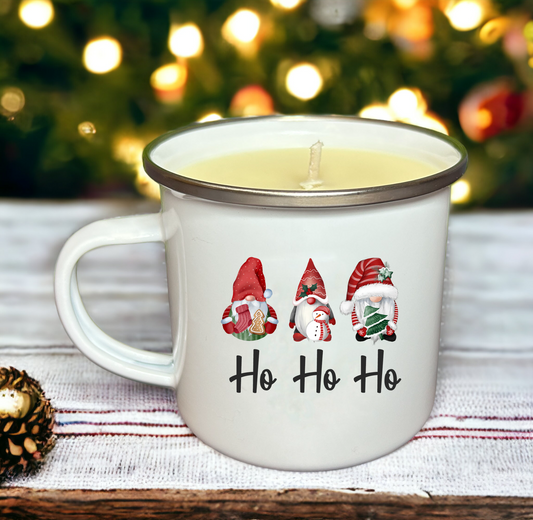 Ho, Ho, Ho Gnomes Enamel Mug Candle