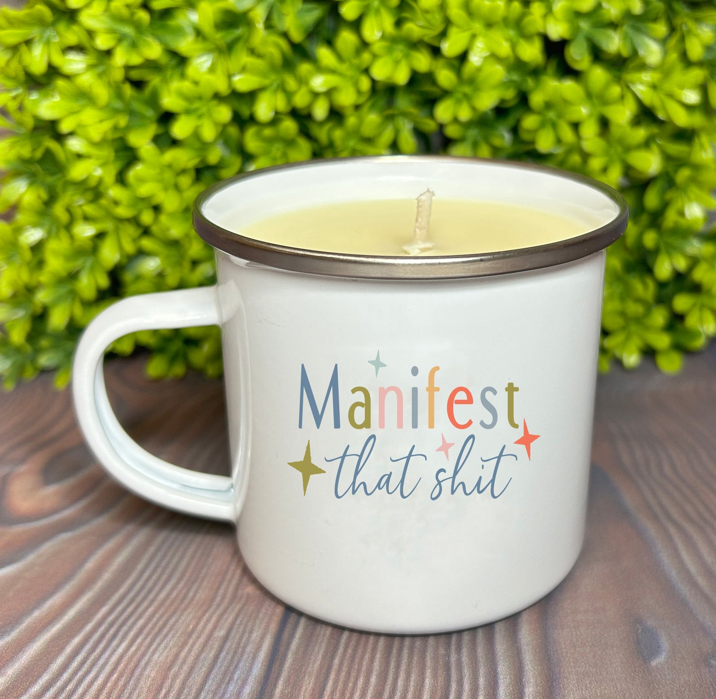 Wholesale Enamel Mug Candle -  Manifest that Shit - QTY 3 CANDLES