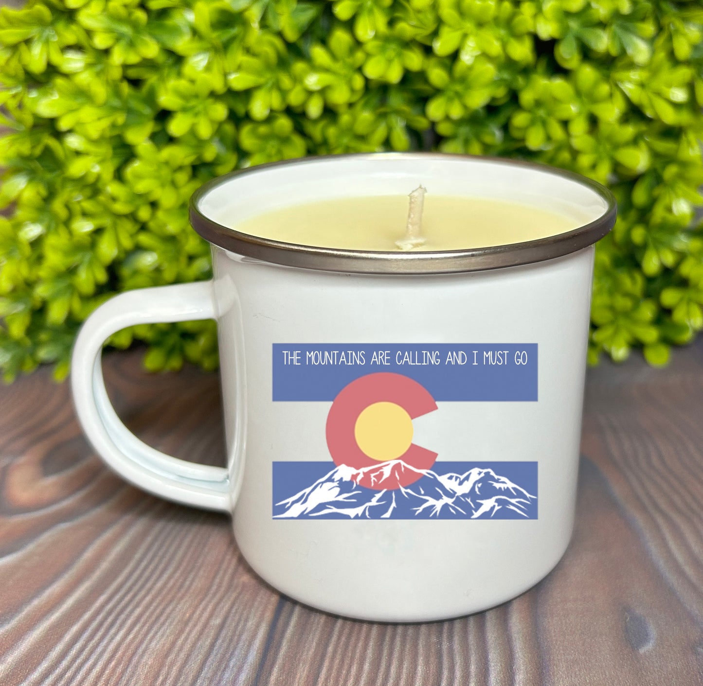 Enamel Mug Candle -  The Mountains are Calling