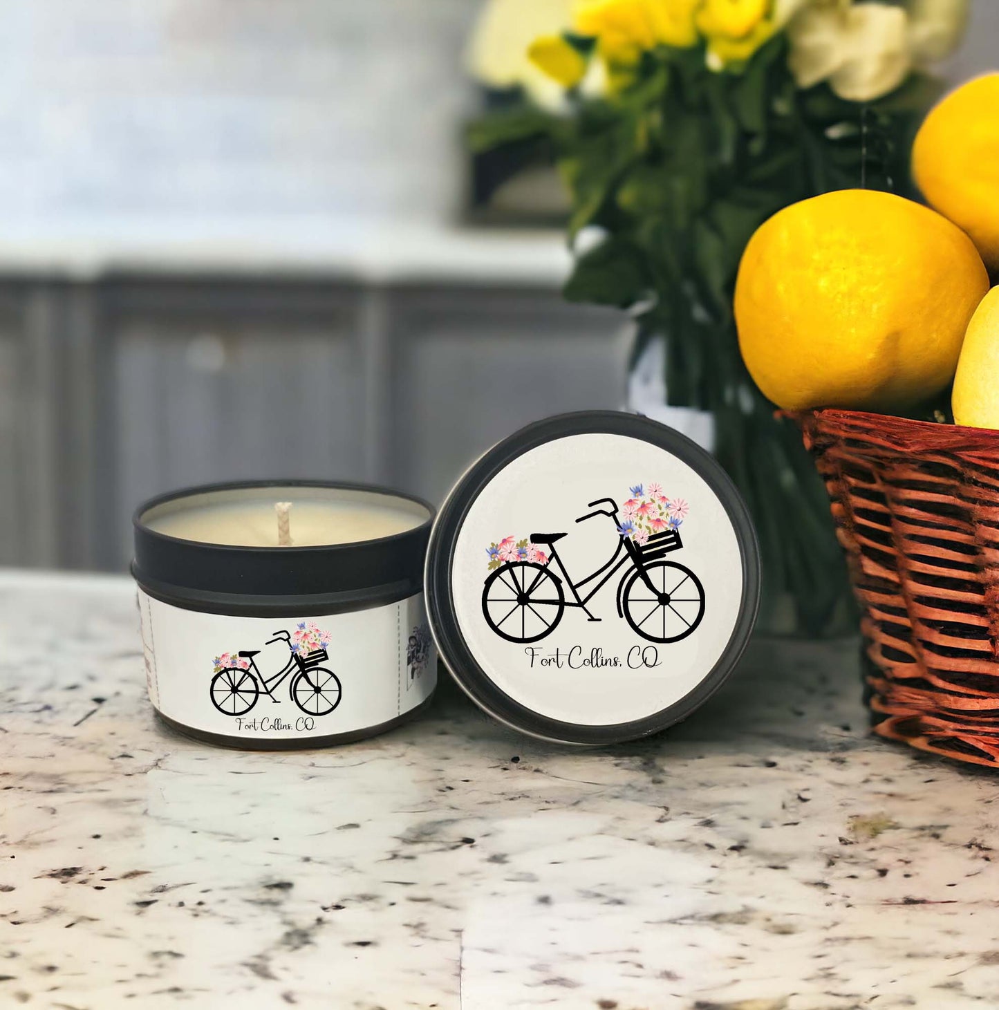 Wholesale Candle Tin- Bike Fort Collins- QTY 6 TINS