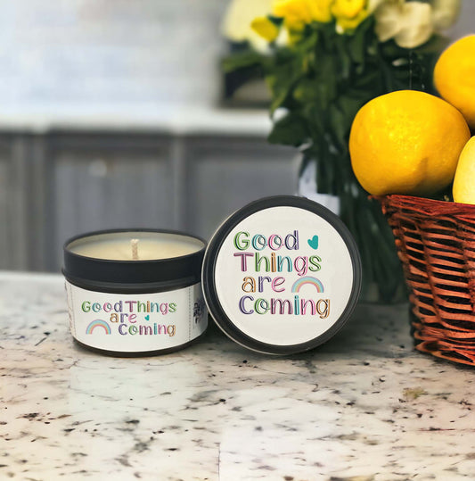 Wholesale Candle Tin- Good Things are Coming- QTY 6 TINS