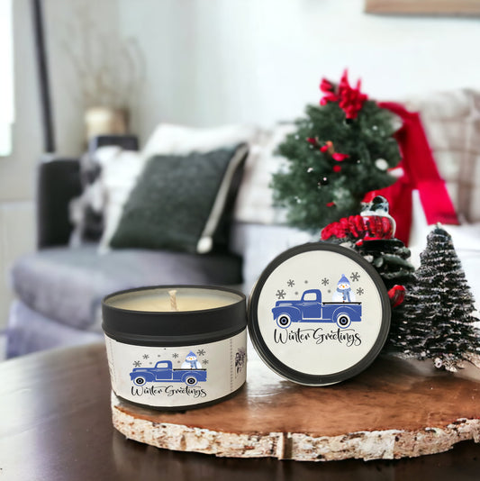 Winter Greetings Candle Tin