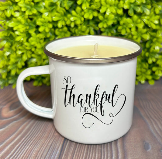 Enamel Mug Candle -  So Thankful for You